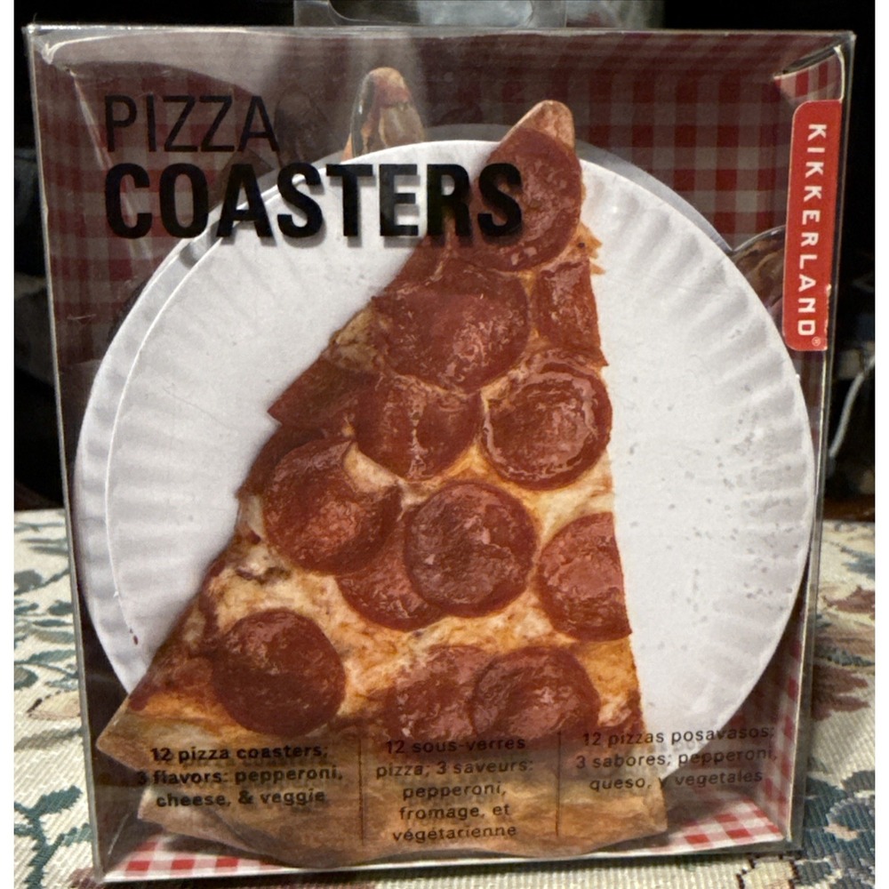 Pizza Coasters Set of 12 Kikkerland NIB